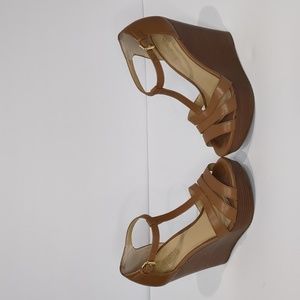 Michael Kors Sable Leather Wedge in Acorn/Brown